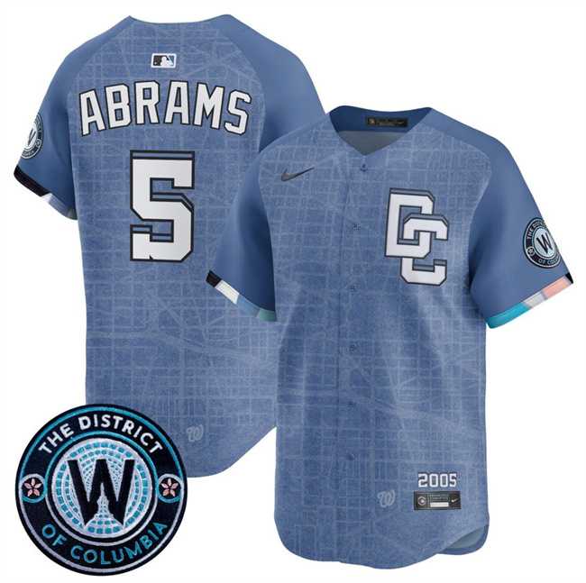 Men%27s Washington Nationals #5 CJ Abrams Blue 2025 City Connect Limited Stitched Jersey Dzhi->texas rangers->MLB Jersey
